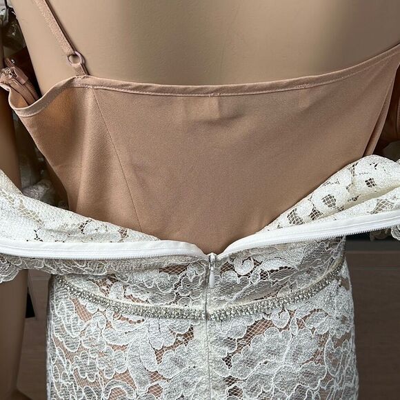 Self-Portrait Cream Cord Lace Diamanté Midi Dress Size US 6 / UK 10 NWT (035) - Picture 14 of 16